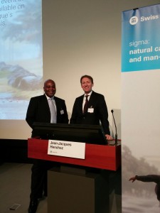 Dr. Brian Rogers, Senior Business Development Manager, Group Strategy, Swiss Re (left) and Jean-Jacques Henchoz. Dr. Brian Rogers, Senior Business Development Manager, Group Strategy, Swiss Re (left) and Jean-Jacques Henchoz.