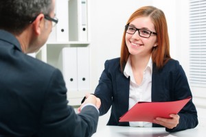 Handshake to seal a deal after a job recruitment meeting