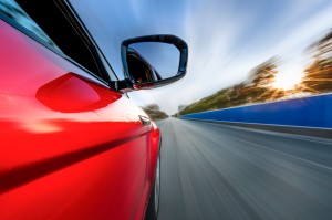 car on the road with motion blur background.